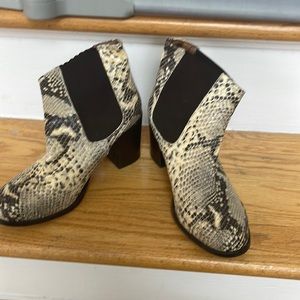 TBA snake skin booties with chunky heel